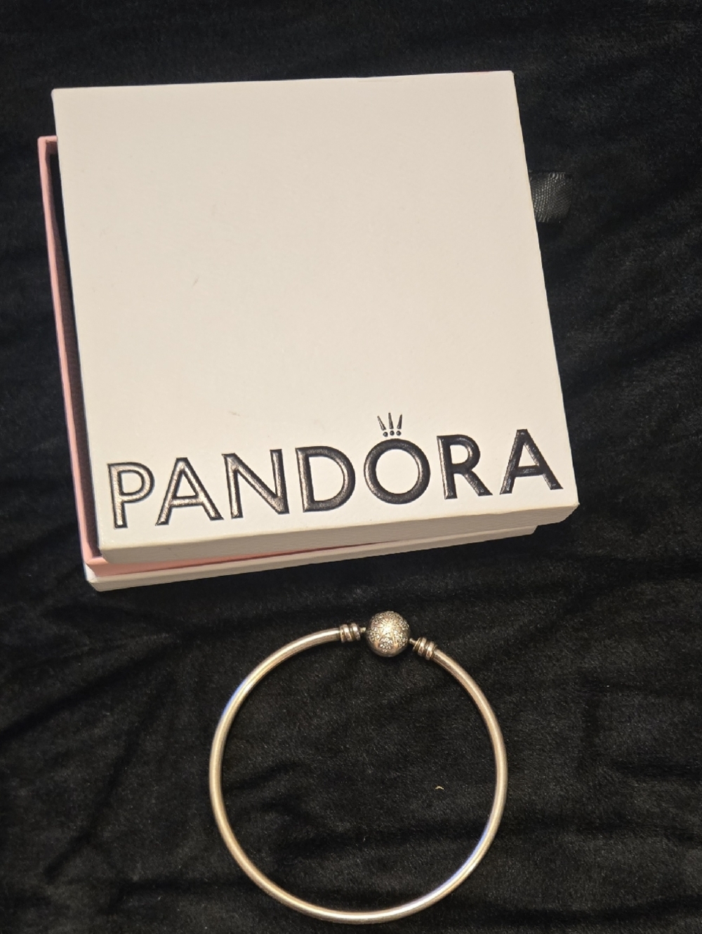 Pandora Silver Bangle Bracelet with Sparkle Clasp